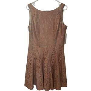 NWT Eliza J Pink Tan Lace A-line Dress 12‎ Wedding Guest Coquette Dollette Fairy